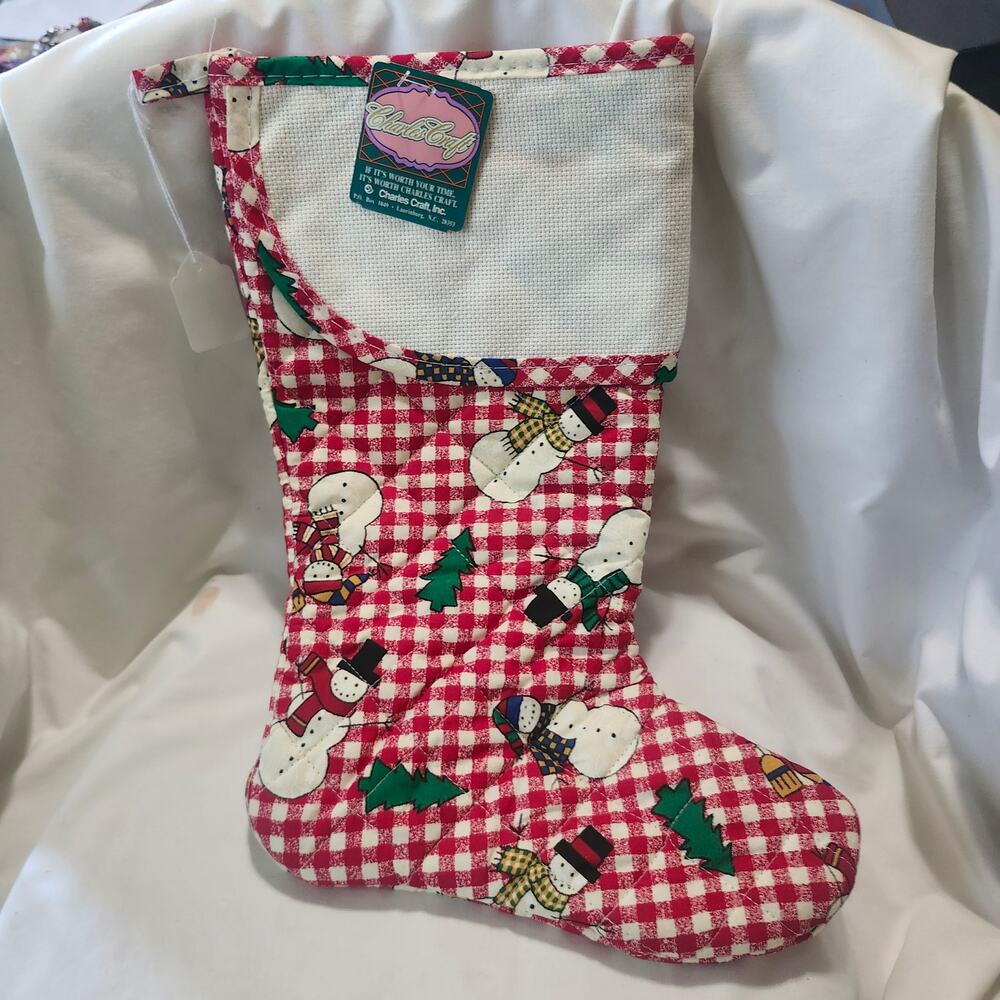 Snowman Christmas Stock 14ct  Aida Band Charles Craft Cotton Vintage 14in PO